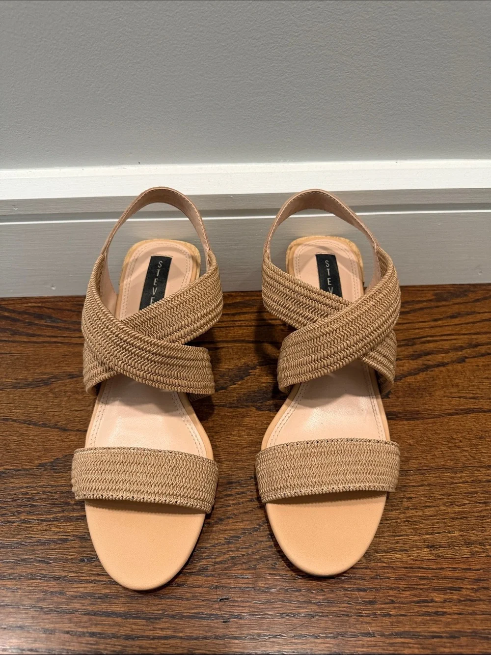 Steve Madden Woven Tan Crisscross Slingback Sandals